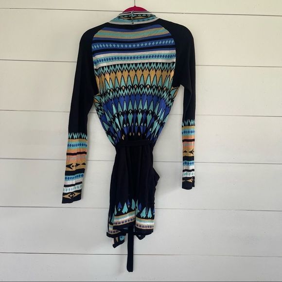 Gypsy 05 Aztec Tribal Boho Black Cardigan Sweater - Picture 4 of 5